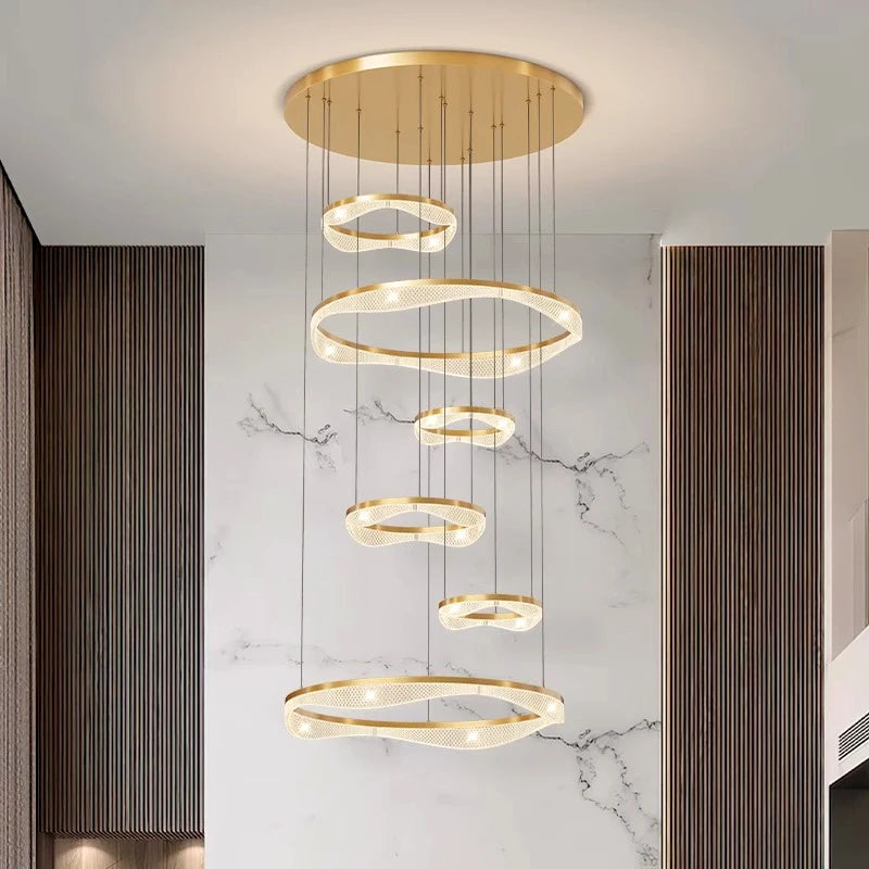 Modern ring stairs led lights pendant light lamps for living room led Chandeliers for dining room hanging light indoor lighting