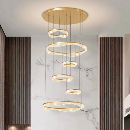 Modern ring stairs led lights pendant light lamps for living room led Chandeliers for dining room hanging light indoor lighting