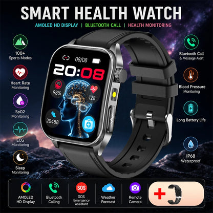 2026 New Health Smart Watch Laser Therapy Reduce Three Highs Blood Oxygen Pressure Uric Acid Blood Lipid ECG Smartwatch For Man
