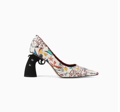Multi Colored Patent Leather Pointed-Toe High heels Avant-Garde Gun-Shaped Heels Smooth Upper Cool Fashion Footwear