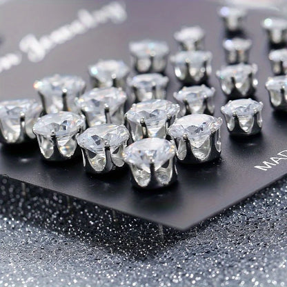 12 Pairs Of Stud Earrings Set Inlaid Round Zircon Elegant Ear Piercing Jewelry Decoration Party Favors for Men Women Daily Wear