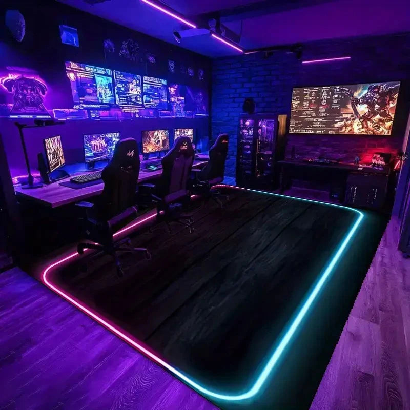 2D Game Fluorescent Cool Carpet Color Smoke Anti Slip Game Room Area Carpet Suitable for Ideal Space for Gamers