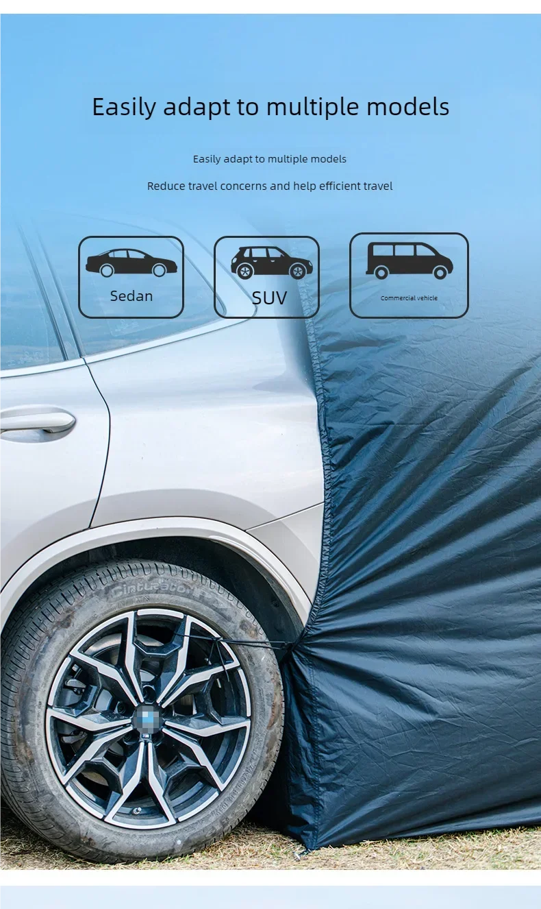 Universal SUV Camping Tent with Spacious Awning Waterproof Car Tent Easy Setup for Backpacking Traveling Outdoors Car Tail Tent