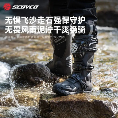 Scoyco MT086 Motorcycle Professional Riding Boots Leather Boots Casual Comfortable Slip-On Ankle Botas Non-slip Waterproof Boots