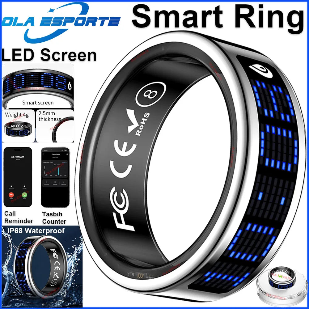 2026 Smart Ring with Touch Display Screen, Wireless Charging, Health Manager, 5 ATM Waterproof For Men Women Smart Rings R12 R08