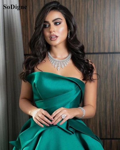 SoDigne Elegant Evening Dresses Chic Pleated Strapless Sleeveless Party Dress Backless A-Line Prom Gowns Princess Customized