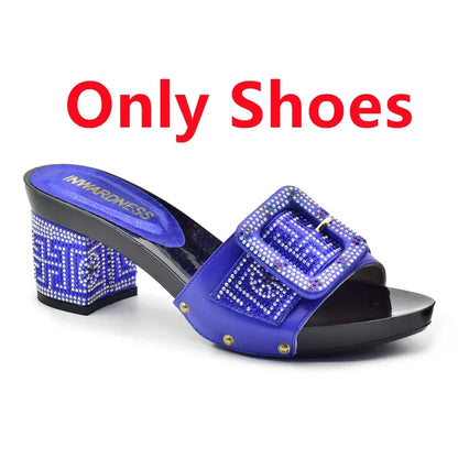 Latest African Shoes and Matching Bags Italian Nigerian Women Wedding Shoes and Bag Set with Rhinestone Luxury Designer Pumps