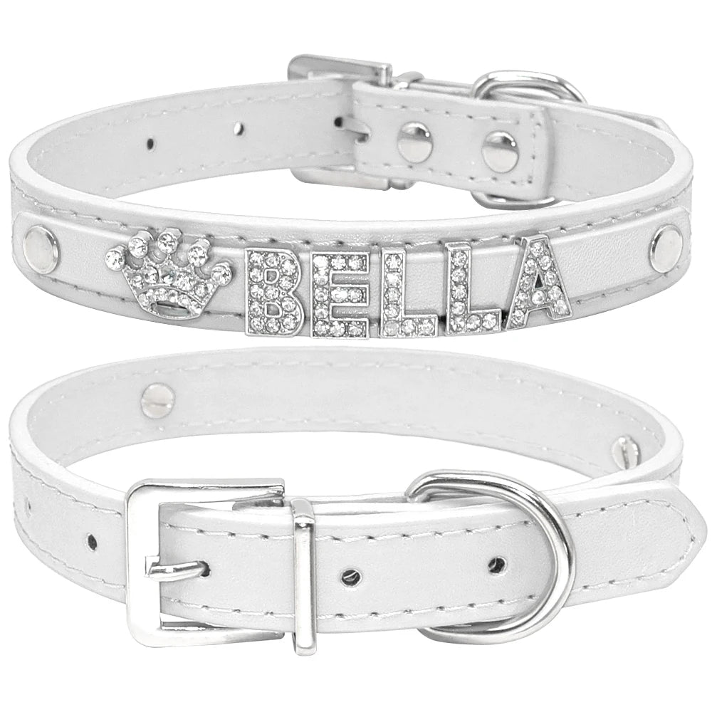 Personalized Small Dogs Chihuahua Collar Bling Rhinestone Dog Collars Free Custom Pet Dogs Cats Name Charms Pet Accessories