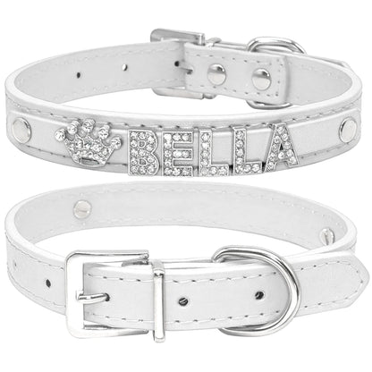 Personalized Small Dogs Chihuahua Collar Bling Rhinestone Dog Collars Free Custom Pet Dogs Cats Name Charms Pet Accessories