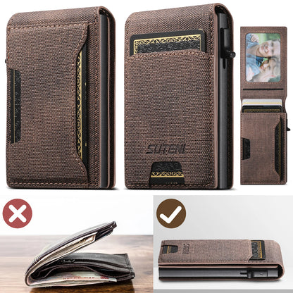 Push-out Card High quality PU leather Card Holder Wallet Holder Large Capacity Can Hold 1-12 Cards 1 Photo Black/Brown/Blue
