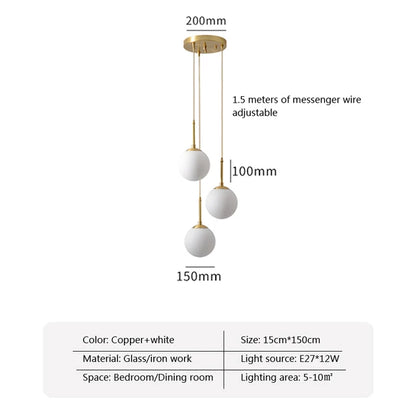 Glass Ball Led Pendant Lamp Modern Fixtures Chandelier Lights for Dining Room Indoor Hotel Lobby Home Decor Stairs Hanging Lamp