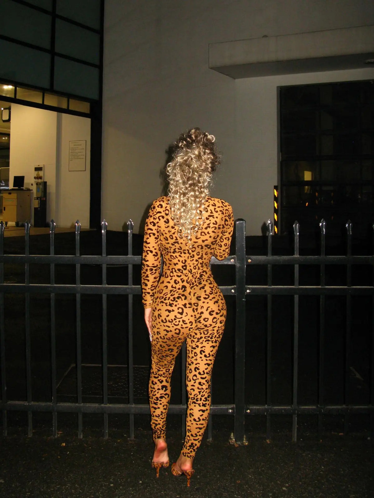 Leopard Print New Women's Jumpsuit Slim Long-sleeved Sexy Flocked See-through Slimming Jumpsuits For Woman Комбинезон Женский