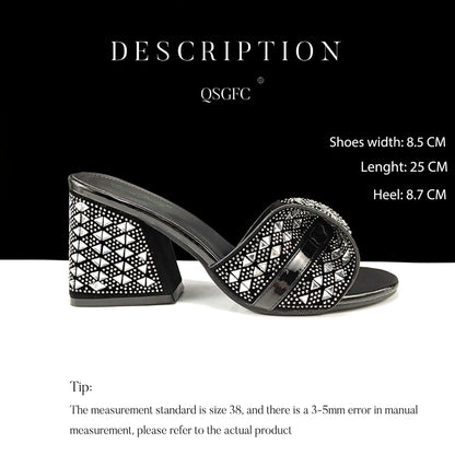 QSGFC Italian Style Women Banquet Shoes And Bag With Rhinestone Decoration Three-Dimensional Small Bag Match Women High Heel
