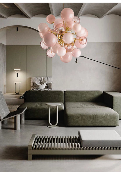 Dreamy Pink Glass Bubble Pendant Lights LED Home Decor Ceiling Lamp Indoor Hanging Lighting Fixture for Living Room