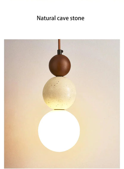 Cream Style Pendant Lamp Bedroom Bedside Led Chandelier Stone Wood Light Designer Bauhaus Medieval Restaurant Bar Small Lights