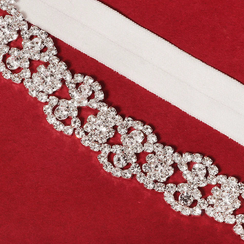 Rhinestone Bridal Accessories for Wedding Lace Flower Garter for Bride Jewelry Gift Elastic Leg Ring Gift for Suspenders Party