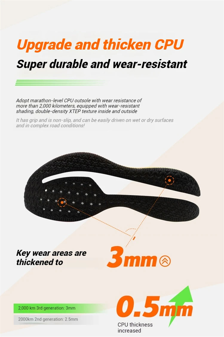 Xtep 2000km 3.0 Running Shoes For Women 2025 Spring Sneakers Cushioning Training Jogging Wear-Resistant Lightweight 875118110034