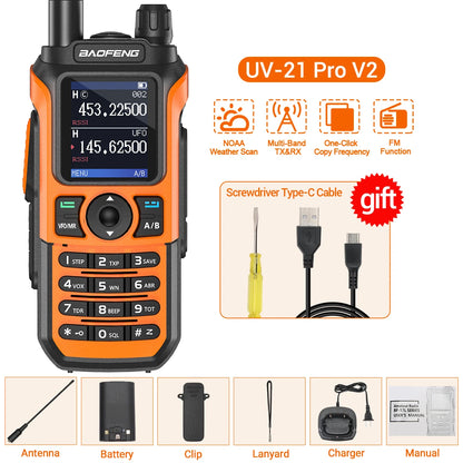 Baofeng UV-21 PRO Walkie Talkie Wireless Copy Frequency 16 KM Long Range TYPE-C V2 Two Way Radio Ham CB Radio UV-5R UV-17