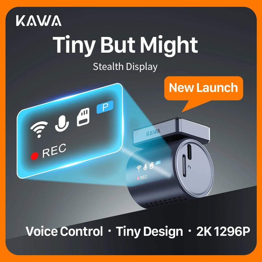 KAWA Dash Cam MINI 3 Pro Tiny 2K See-Through Display Voice Control 24/7 Parking Monitoring Night Vision Supercapacitor Car DVR