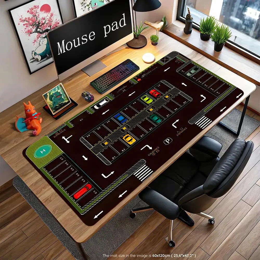 Parking Lot Design Large Gaming Mouse Pad Advanced Desk Mats Non-Slip Rubber Base Durable Washable HD Print Oblong Keyboard Mat