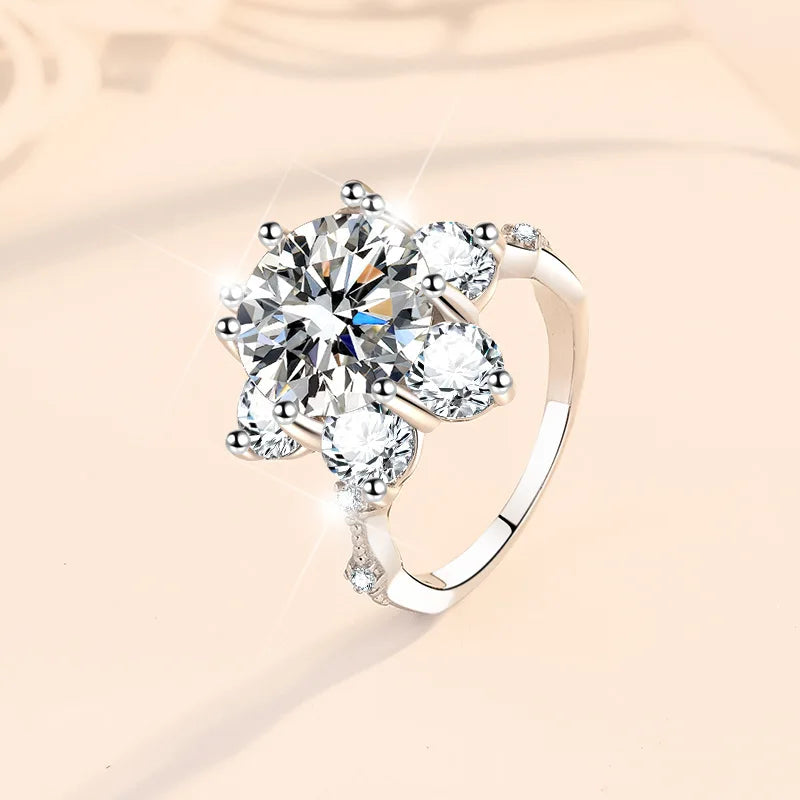5Ct Moissanite Women's Ring PT950 Platinum Snowflake Crown Design Premium Texture Royal Style for High-End Galas