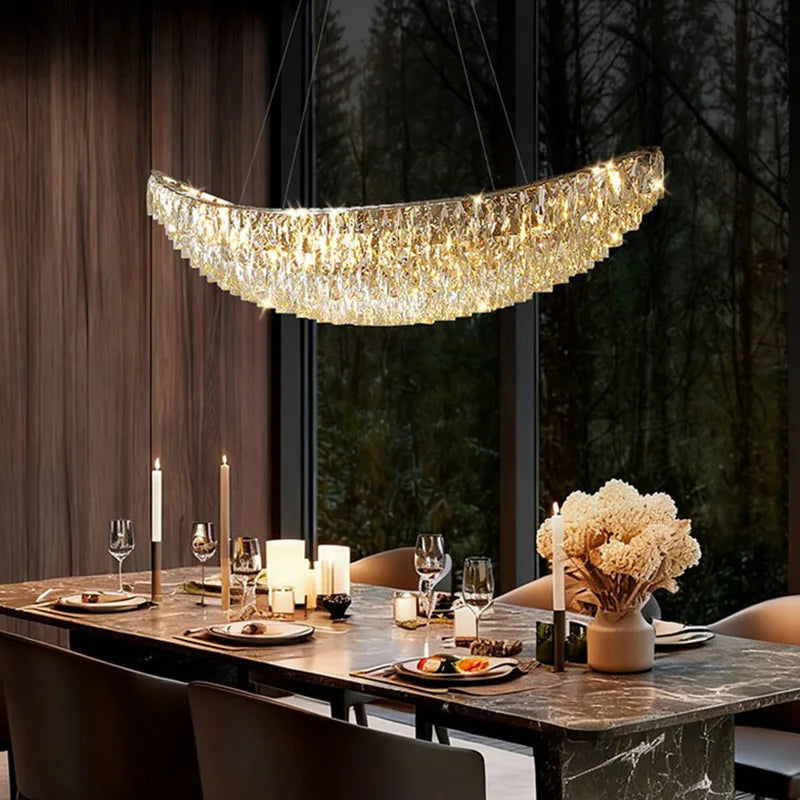 Luxury Crystal Modern Ceiling Chandeliers Dining Table Light Lustre Led Ceiling Lights Home Decor Suspension Chandelier Żyrandol