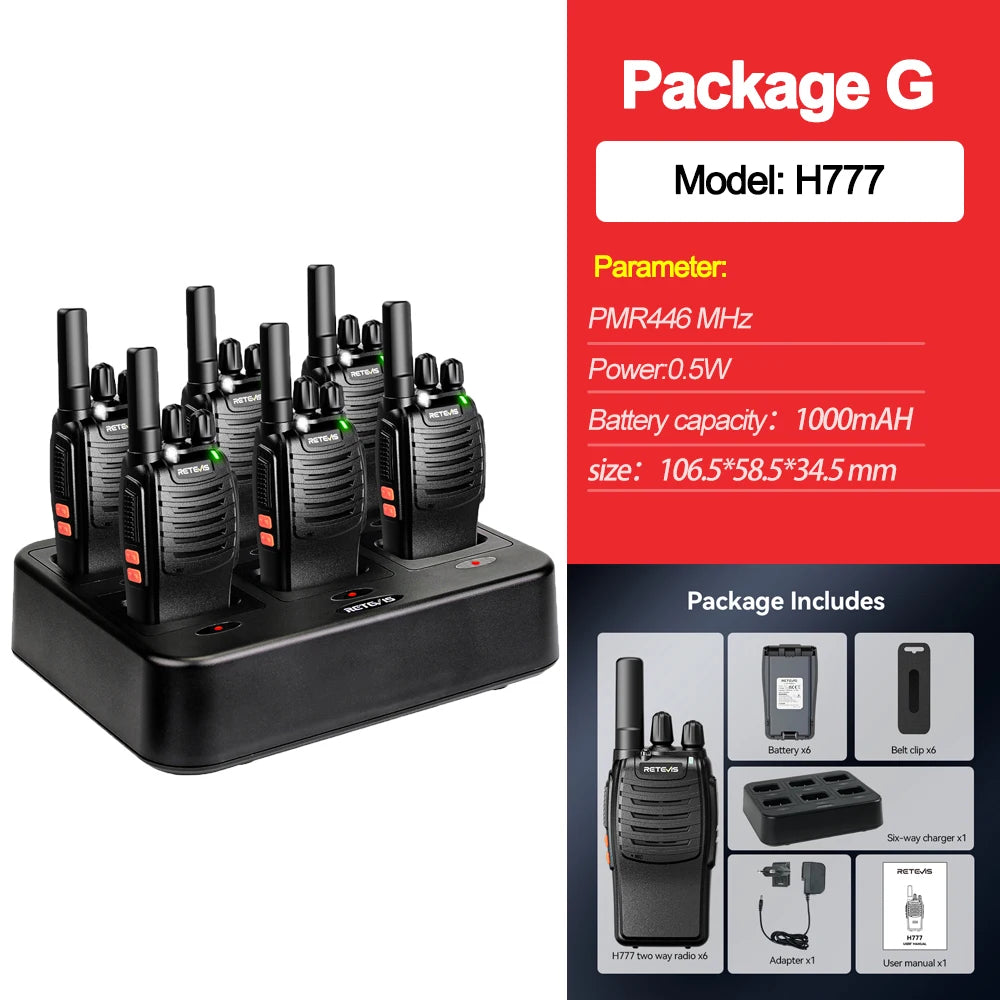 Retevis H777 2pcs Walkie Talkie Clear Sound Quality Portable Walkie Talkies Long Range Type-C Two Way Radio for Cycling Camping