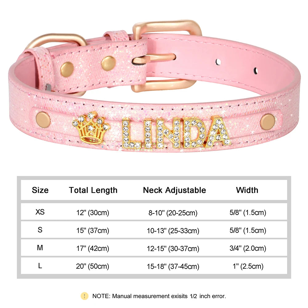 Personalized Small Dogs Chihuahua Collar Bling Rhinestone Dog Collars Free Custom Pet Dogs Cats Name Charms Pet Accessories