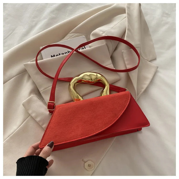 French Style Light Luxury Large Capacity, New Minimalist Design Casual Metal Hand-held Shoulder Crossbody Bags for Women