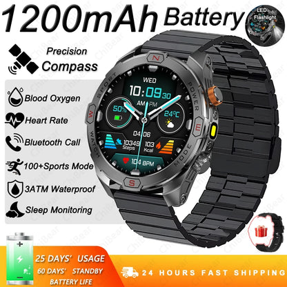 ChiBear Genuine Military Smart Watch Men: 1200 mAh Battery Compass GPS Sports Outdoor Watch Bluetooth Call Smartwatch 2026 New