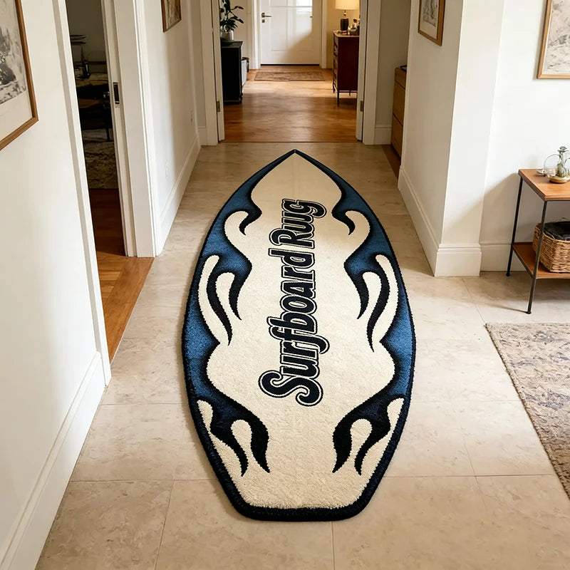 American Street Style Flame Surfboard Rug Creative Bedroom Bedside Soft Plush Floor Mat Home Decoration Carpet for Living Room