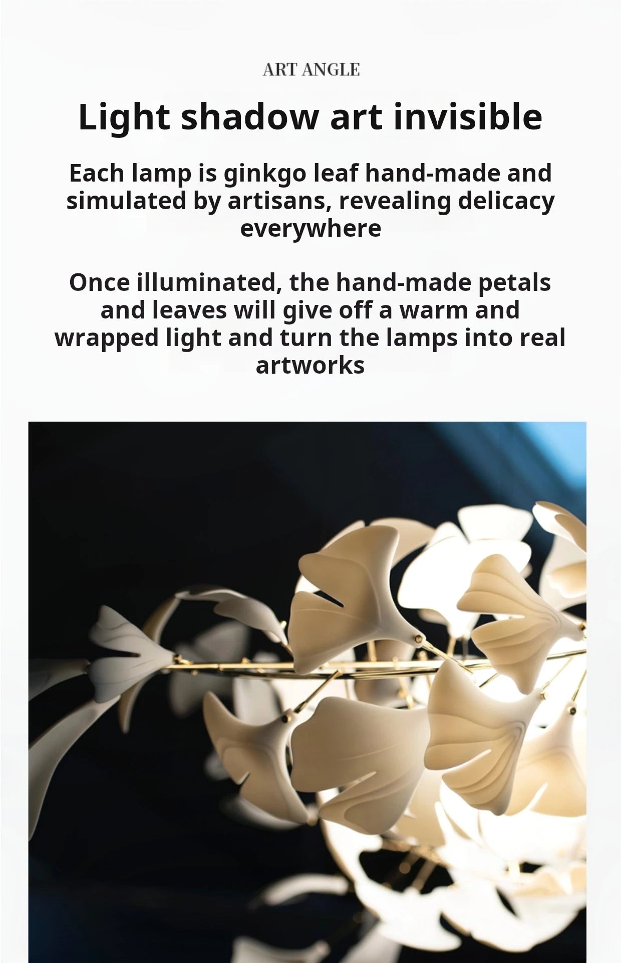 Ginkgo Leaves Loft Hanging Chandelier Light For High Ceiling Staircase Living Dining Room Modern White Porcelain Leaf Chandelier