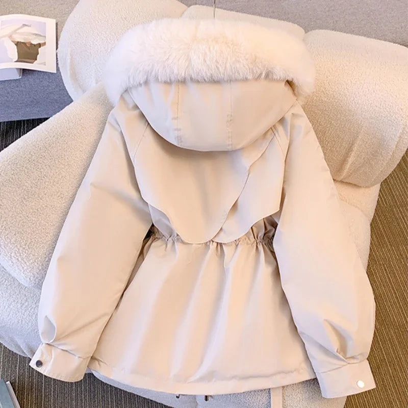 New Winter Women's Down Coat for Women, Slimming Fashionable Down Jacket with Fur Collar for Women Warm Winter Fur-lined Coat