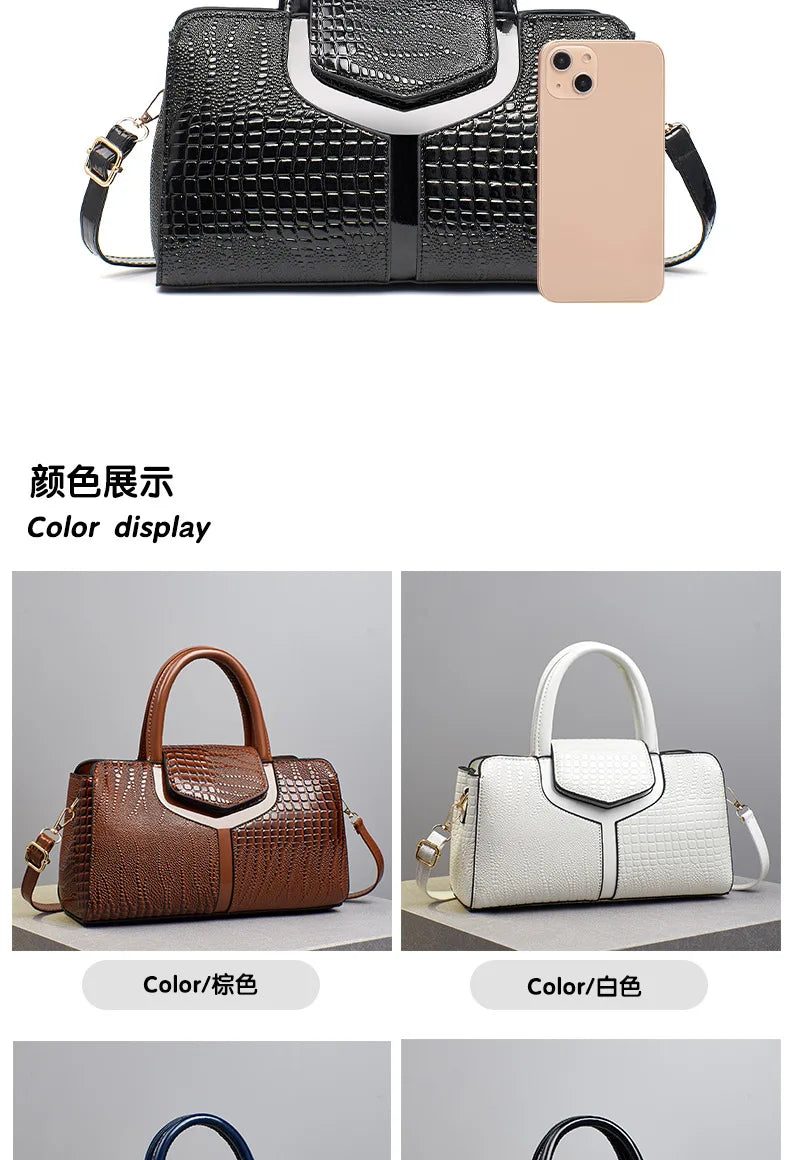 2025 Fashion New Crocodile Pattern Handbag Women'S Large Capacity Shoulder Bag Classic Retro Crossbody Bag Commuter Tote Bag