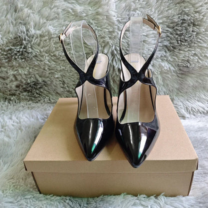 Women Sandals Hollow Jazz Dance Sexy Pumps 11cm Pointed Toe High Heels Ankle Strap Stilettos Nighclub Party Dress Wedding Shoes