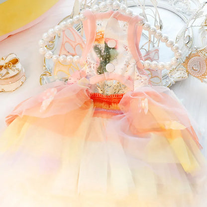 Cat Dog Princess Dress Clothes Rabbit Bunny Kitten Butterfly Costume Schnauzer Chihuahua Puppy Summer Sweet Mesh Dress