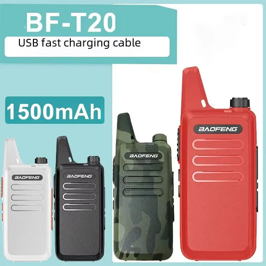 1/2PCS Baofeng BF-T20 Walkie Talkie Mini Micro USB Charging Portable Two Way Radios Upgrade Of BF-C9 KD-C1 For Hunting Kid’s Toy