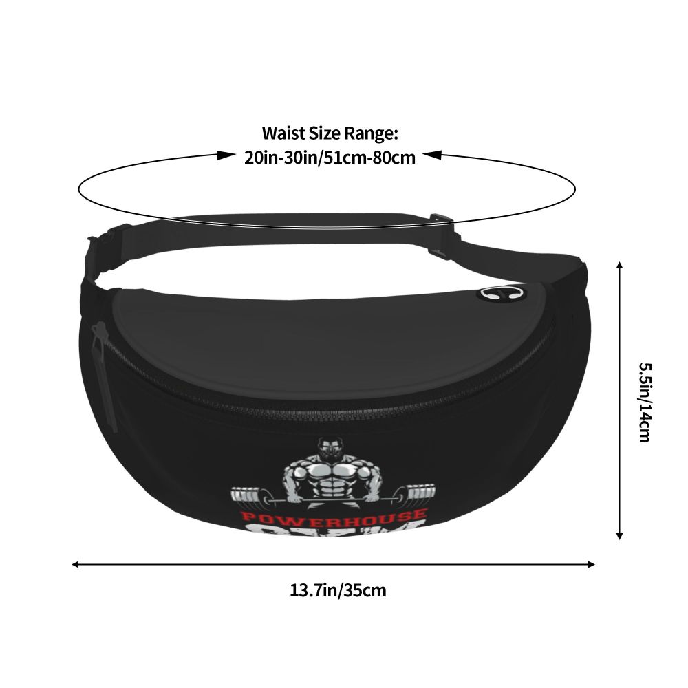 Powerhouse Gym Fanny Bag Custom Bodybuilders Fitness Crossbody Waist Pack Men Women Cycling Camping Phone Money Pouch