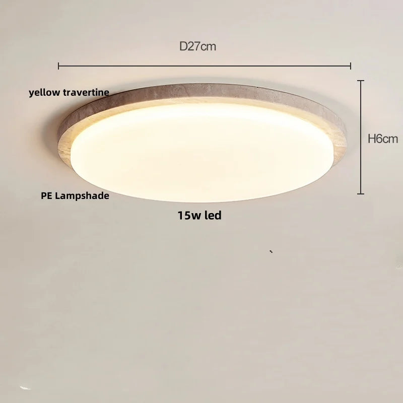 IWHD Wabi Sabi LED Ceiling Lamp Dining Room Restaurant Coffee Yellow Travertine Stone Minimalism Hanging Lights Lamparas Techo
