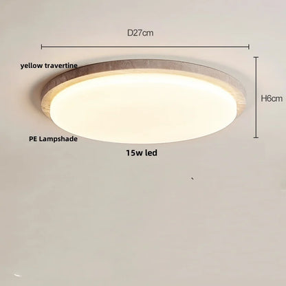 IWHD Wabi Sabi LED Ceiling Lamp Dining Room Restaurant Coffee Yellow Travertine Stone Minimalism Hanging Lights Lamparas Techo