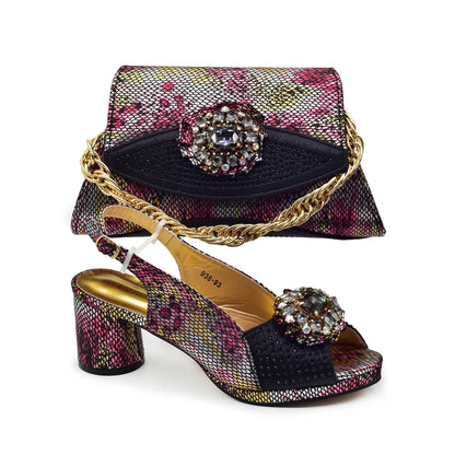 doershow nice African Shoes And Bag Matching Set With orange Hot Selling Women Italian Shoes And Bag Set For Wedding   SVC1-3