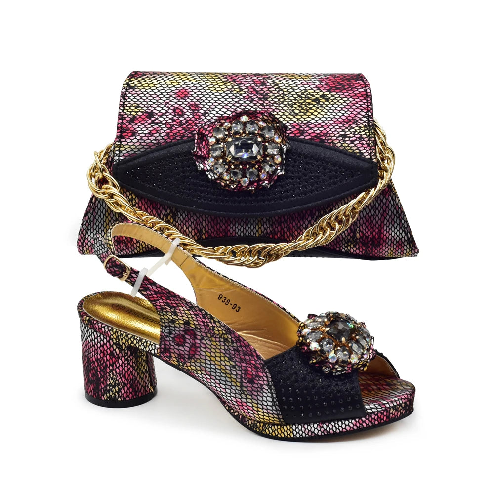 doershow nice African Shoes And Bag Matching Set With orange Hot Selling Women Italian Shoes And Bag Set For Wedding   SVC1-3