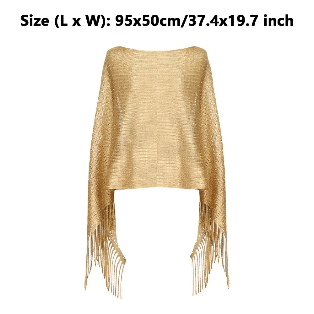 Summer Sun Protection Scarf Gold Silver Tassels Wedding Scarf Elegant Temperament Dresses Shawls for Women