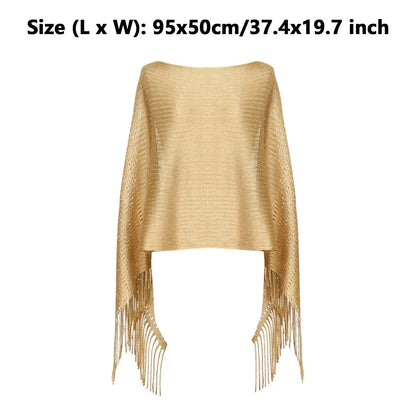 Summer Sun Protection Scarf Gold Silver Tassels Wedding Scarf Elegant Temperament Dresses Shawls for Women