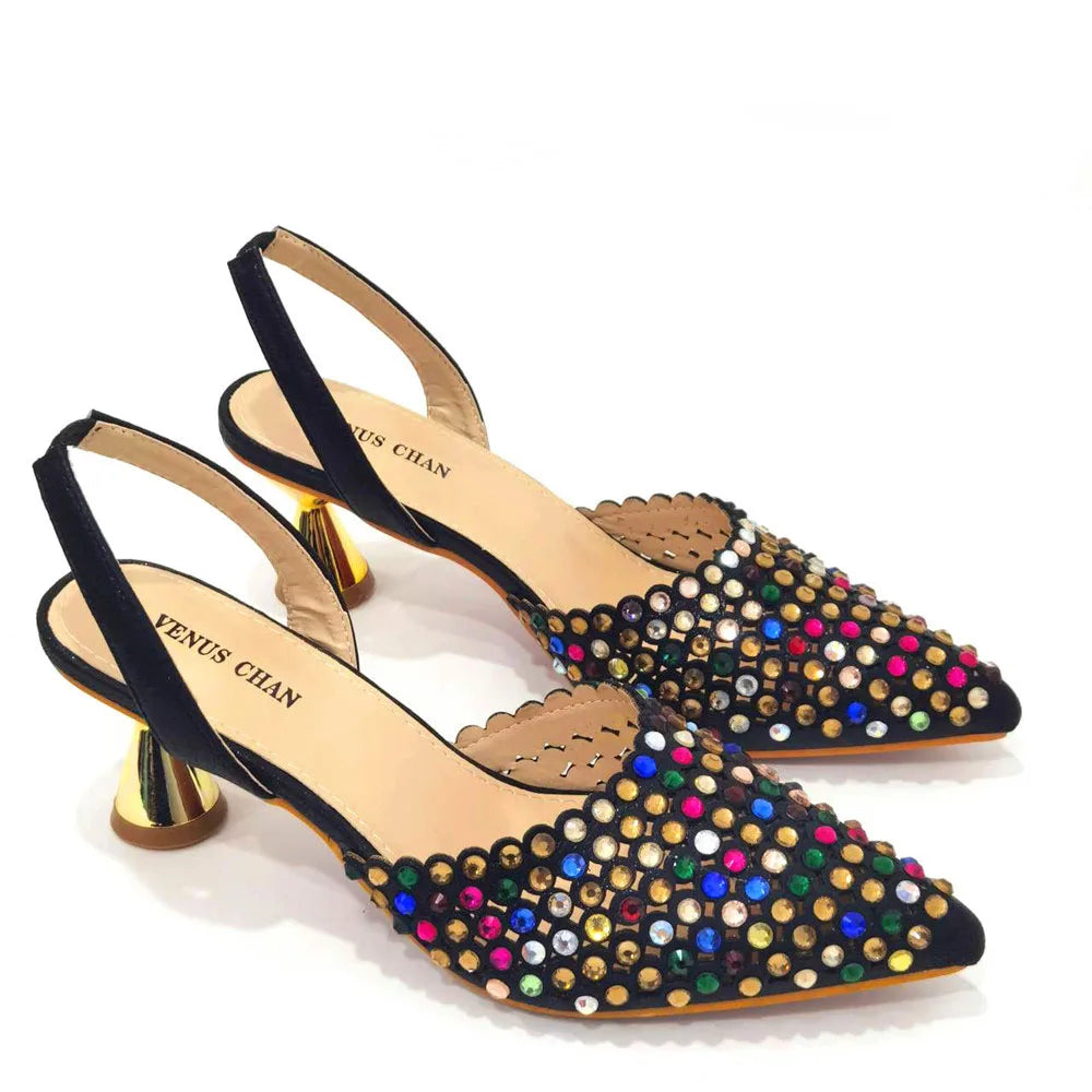 Fashion Summer 2023 Beads Decorated Muffin Bottom Sandals Wear Comfortable And Versatile Elegant Ladies Shoes And Bag Set