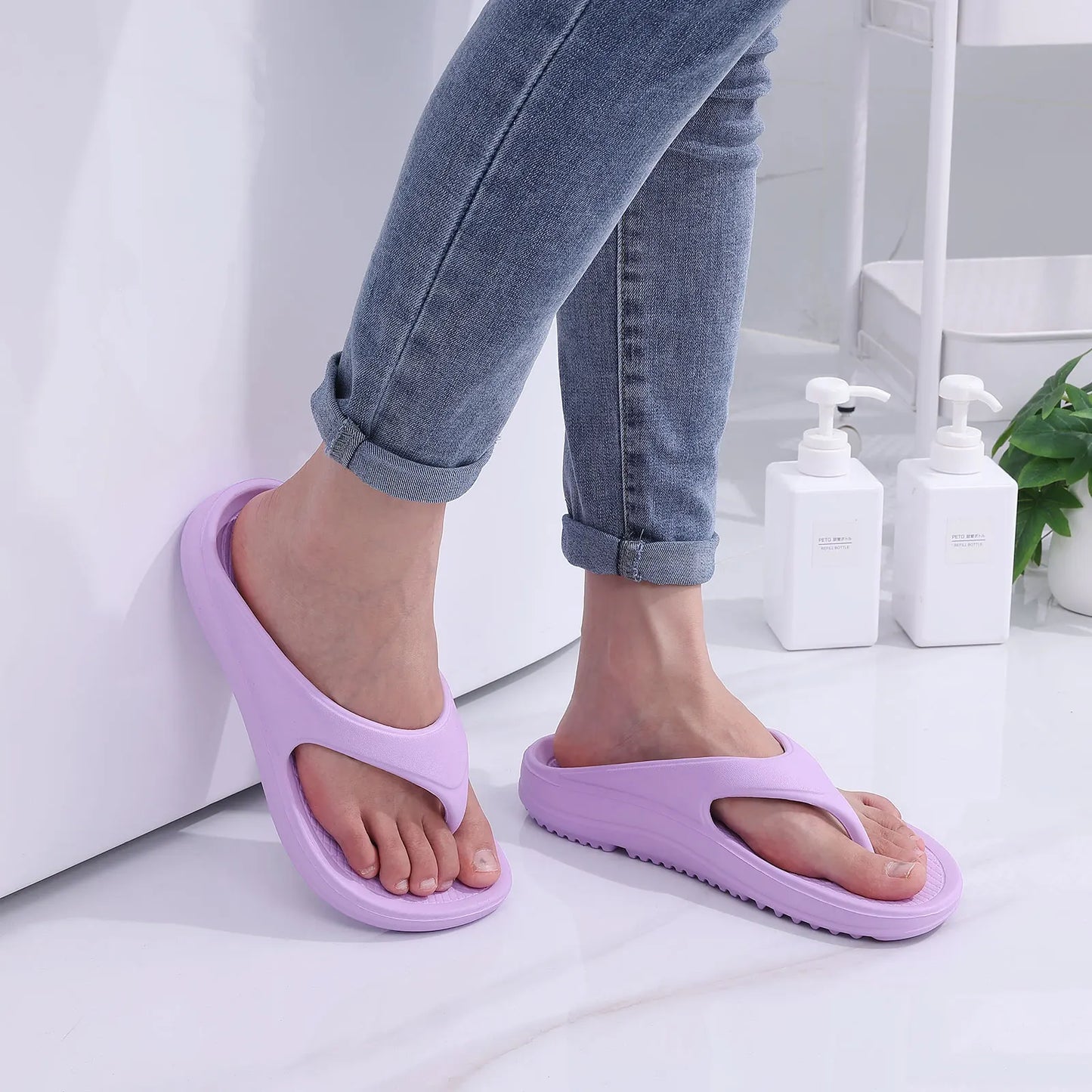 Shevalues Men's Orthopedic Sandals Fashion Couples Beach Flip Flop Summer Outdoor Soft Sandals With Arch Support Bathroom Slides