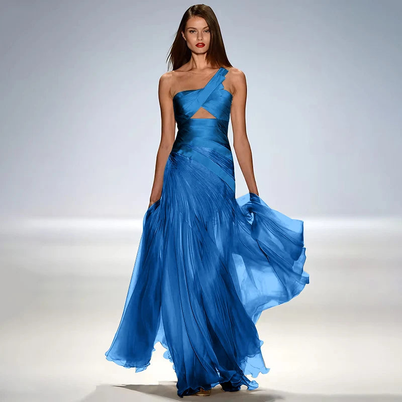 Gorgeous Strapless Sleeveless Elegant Women Prom Gown Floor Length A Line Tullle Backless Evening Dress