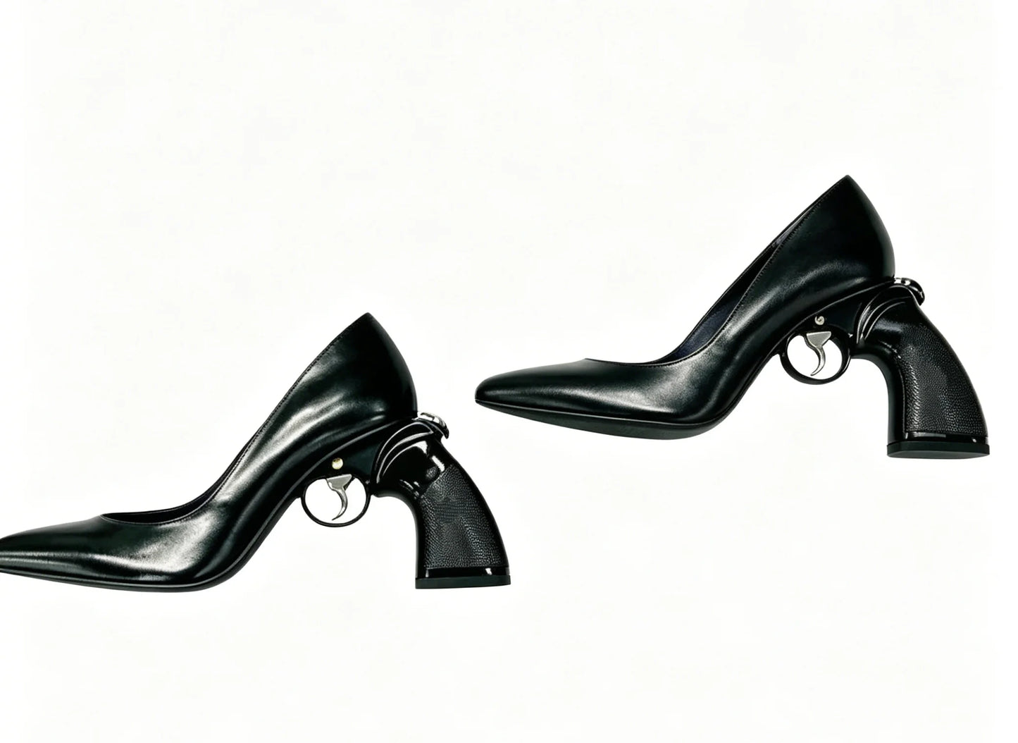 Doodle PU Leather Pointed Toe Women Pumps Shoes Strange Style High Heels Slip On Design Large Size Punk Shallow Shoes