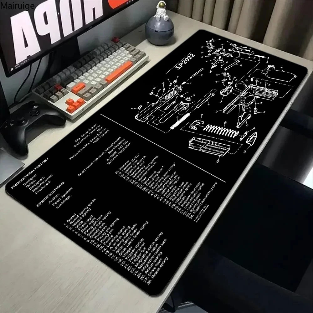Large Gun Game Mouse Pad 90x40 Gaming Desk Mat Gun Part Mouse Mat Computer Rifle Gamer offices accessories teclado Mousepad