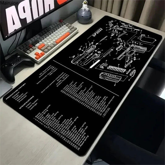 Large Gun Game Mouse Pad 90x40 Gaming Desk Mat Gun Part Mouse Mat Computer Rifle Gamer offices accessories teclado Mousepad